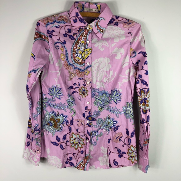 Etro Tops - Etro Milano Italian Printed Button Down Shirt 44